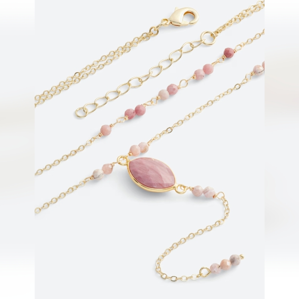 Stitch Fix Gold and Pink Layered Necklace - Picture 3 of 16